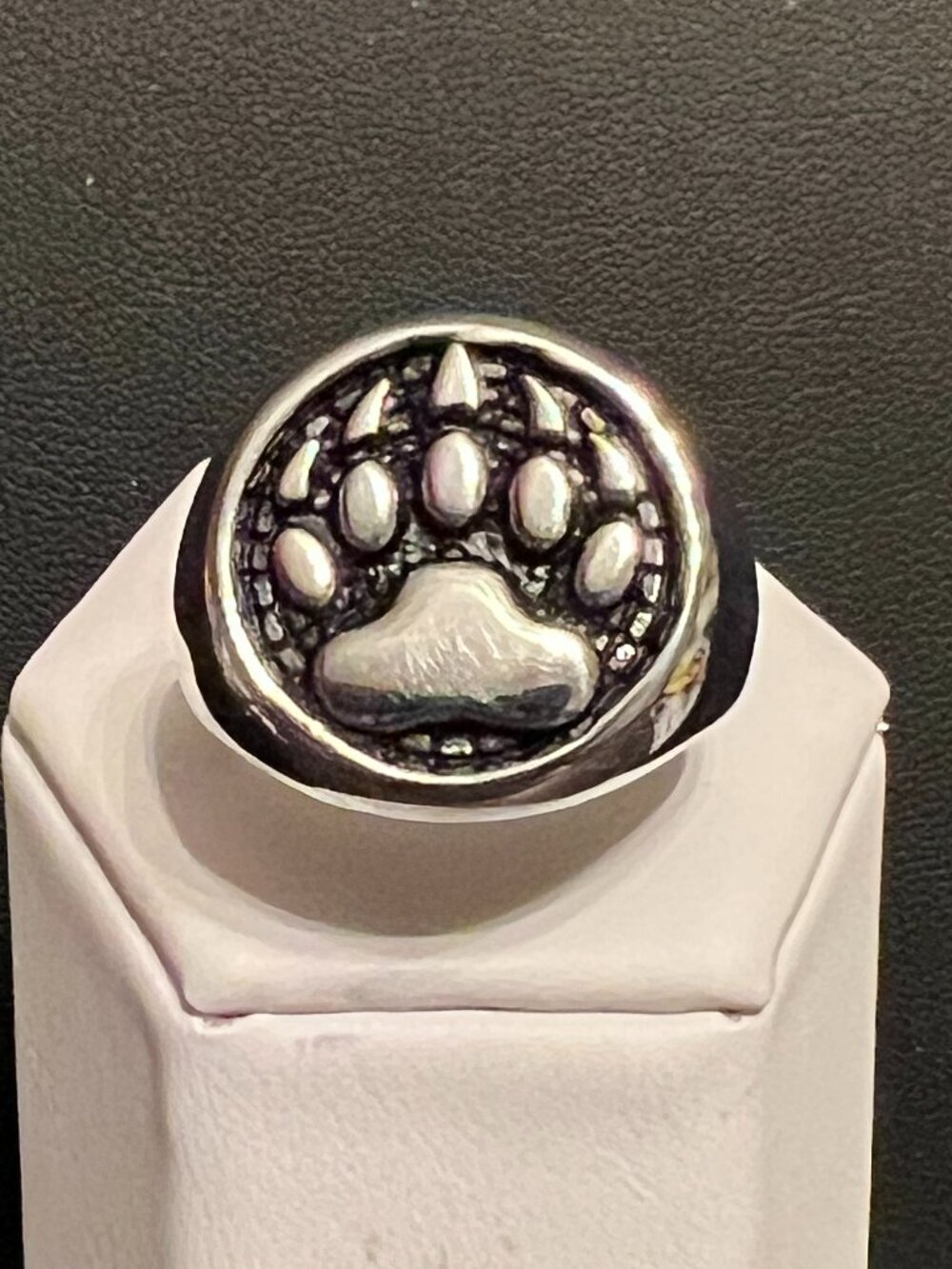 Stainless Steel Bear Paw Signet Ring Size 10 (315)